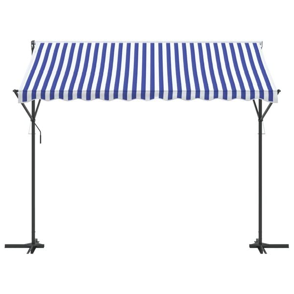 vidaXL Toldo de p&eacute; 300x300 cm tecido e a&ccedil;o azul e branco