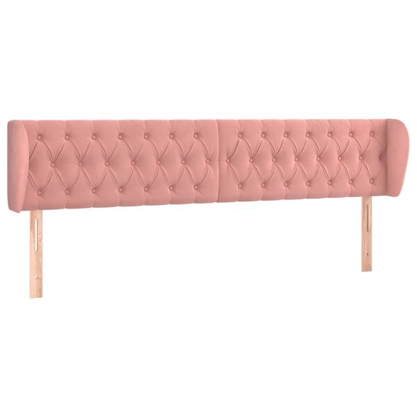 vidaXL Cabeceira de cama c/ abas veludo 203x23x78/88 cm rosa