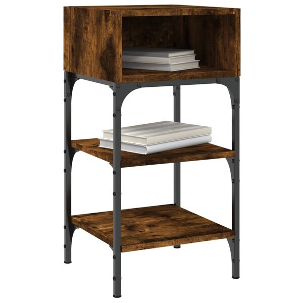 vidaXL Mesa cabeceira 35x34,5x70 cm derivados madeira carvalho fumado