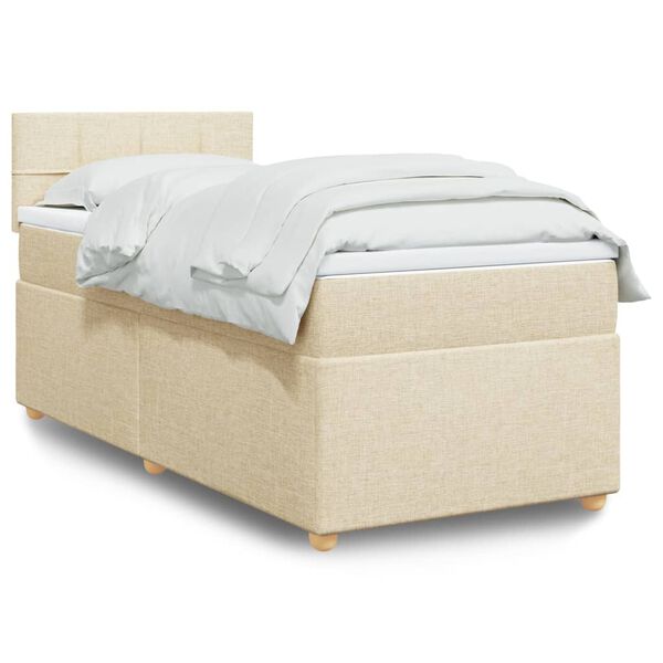 vidaXL Cama com molas/colch&atilde;o 80x200 cm tecido cor cr&egrave;me