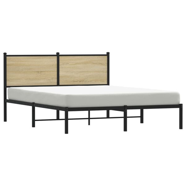 vidaXL Estrutura de cama sem colchão 140x190 cm metal carvalho sonoma