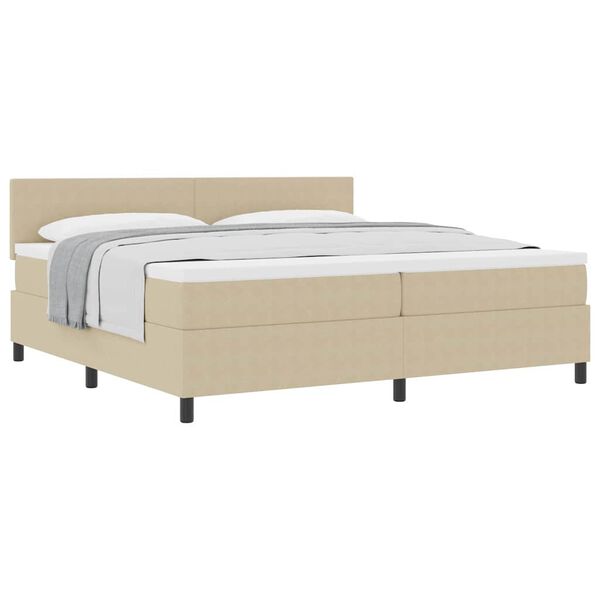 vidaXL Cama Box com cabeceira Cinza Claro e Branco 200 x 200 cm