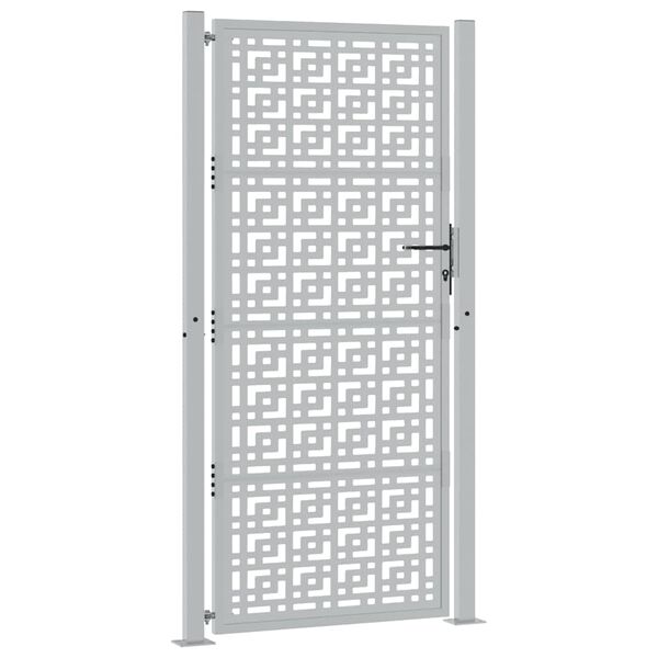 vidaXL Port&atilde;o de jardim 100x200 cm em a&ccedil;o inoxid&aacute;vel com design em cruz