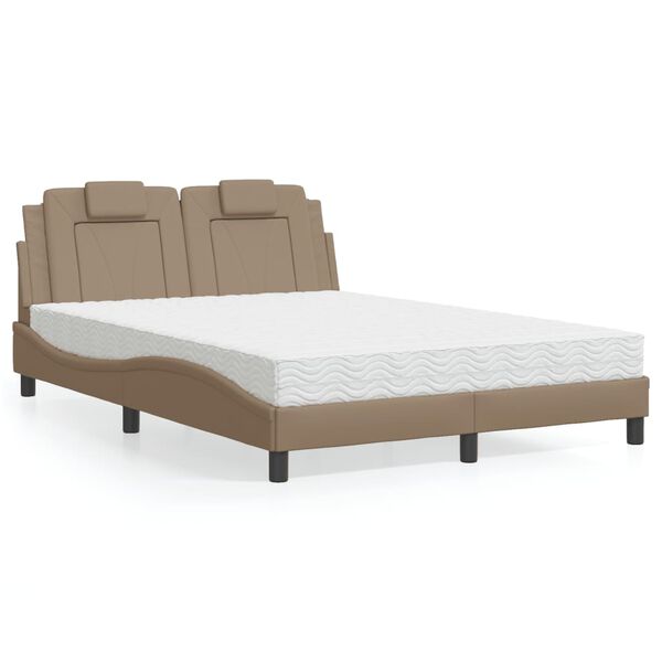 vidaXL Cama Viana com colch&atilde;o 120x200 cm couro artificial cappuccino