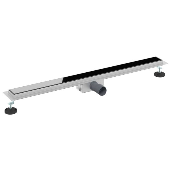 vidaXL Dreno de Chuveiro com Tampa de Vidro Preto 90 cm