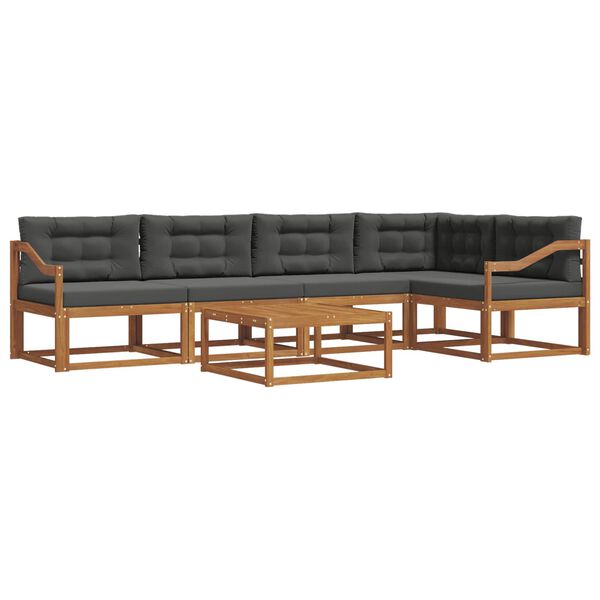 vidaXL Conjunto de Sof&aacute;s para Exterior 6 pcs Natural e Antracite