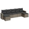 vidaXL 7 pcs conjunto sof&aacute;s p/ jardim c/ almofad&otilde;es vime PE cinzento