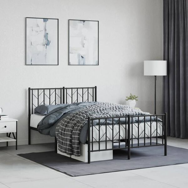 vidaXL Estrutura de cama com cabeceira e p&eacute;s 120x200 cm metal preto