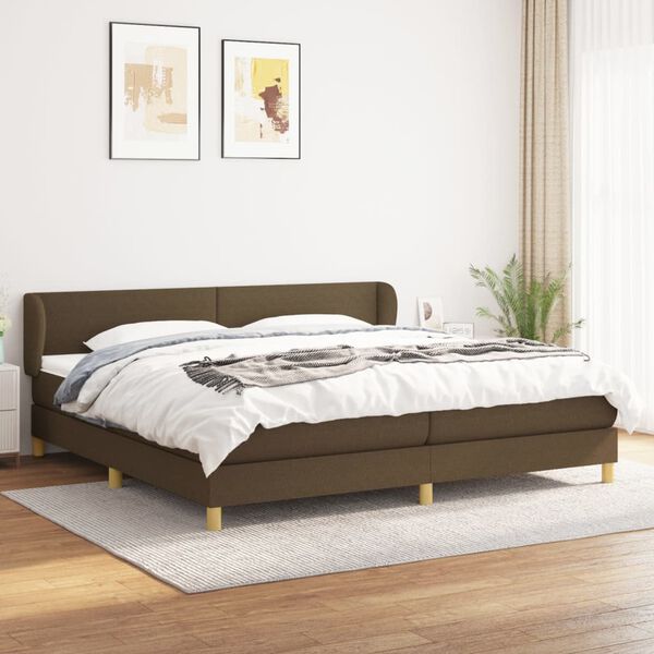 vidaXL Cama com molas/colch&atilde;o 200x200 cm tecido castanho-escuro