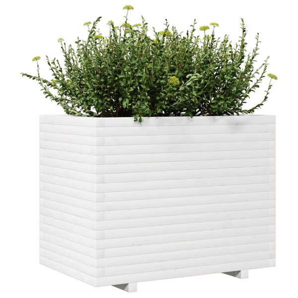 vidaXL Vaso/floreira de jardim 90x60x72 cm pinho maci&ccedil;o branco