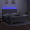 vidaXL Cama box spring c/ colch&atilde;o e LED 160x200 cm tecido cinza-claro
