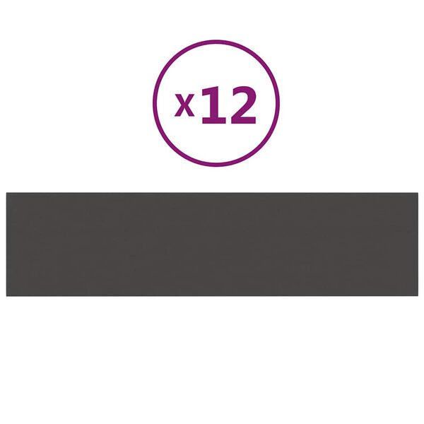 vidaXL Painel de parede 12 pcs 60x15cm tecido 1,08 m&sup2; cor cinza-escuro