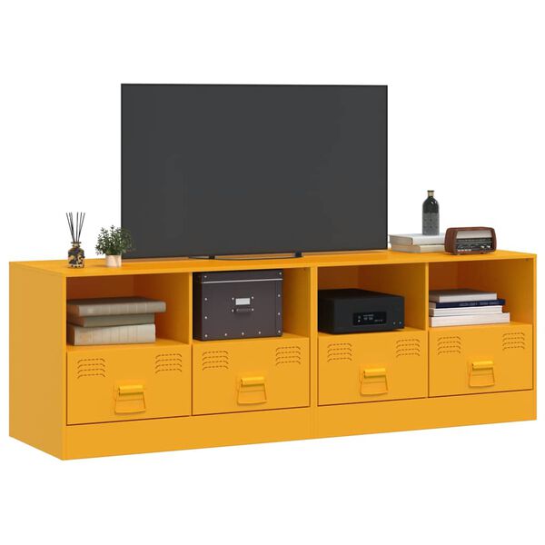 vidaXL M&oacute;veis de TV 2 pcs 67x39x44 cm a&ccedil;o amarelo mostarda