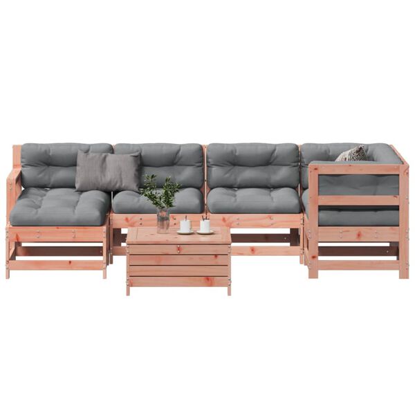 vidaXL 7 pcs conj. lounge jardim com almofad&otilde;es madeira douglas maci&ccedil;a