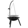 vidaXL Fogueira com grelha ajust&aacute;vel ⌀55,5 x 107,5 cm A&ccedil;o Preto