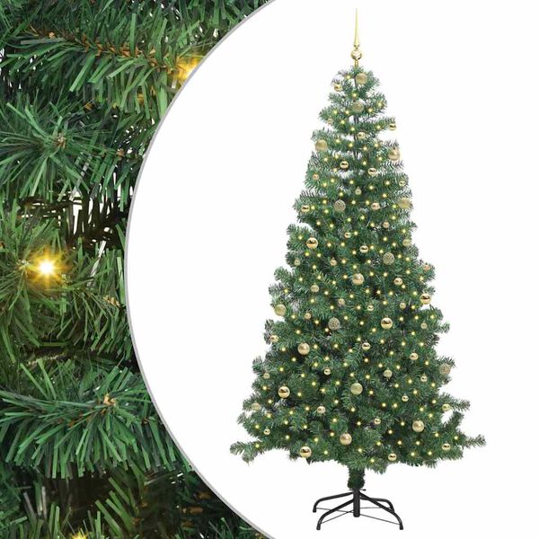 vidaXL &Aacute;rvore de Natal com 300 LEDs com suporte Verde 240 cm PVC