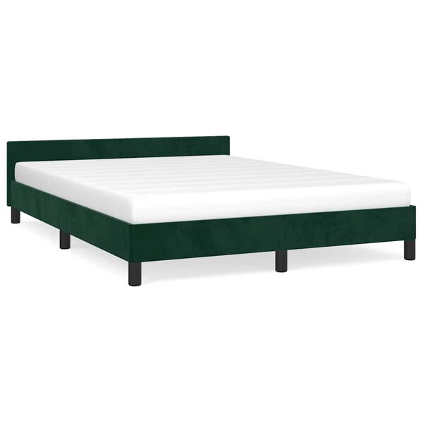 vidaXL Estrutura de cama sem colch&atilde;o 140x200 cm veludo verde-escuro