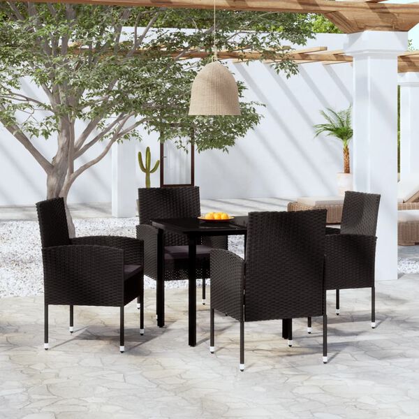 vidaXL 5 pcs Conjunto de jantar para jardim preto