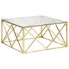 vidaXL Mesa de centro a&ccedil;o inoxid&aacute;vel e vidro temperado dourado