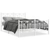 vidaXL Estrutura de cama com cabeceira e p&eacute;s 140x190 cm metal branco