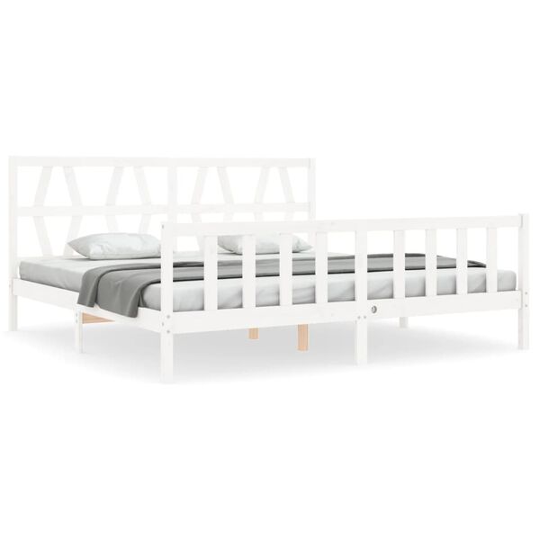 vidaXL Cama sem colch&atilde;o 200x200 cm madeira de pinho maci&ccedil;a branco