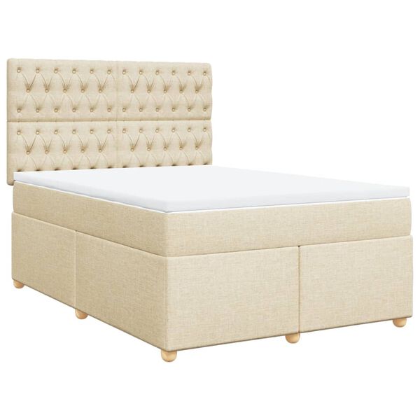 vidaXL Cama com molas/colch&atilde;o 140x190 cm tecido cor creme