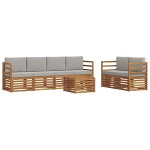 vidaXL Conjunto de Sof&aacute;s para Exterior 7 pcs Cinza Natural e Claro