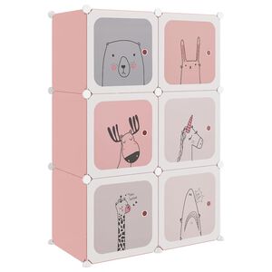 vidaXL Arm&aacute;rio de arruma&ccedil;&atilde;o infantil com 6 cubos PP rosa