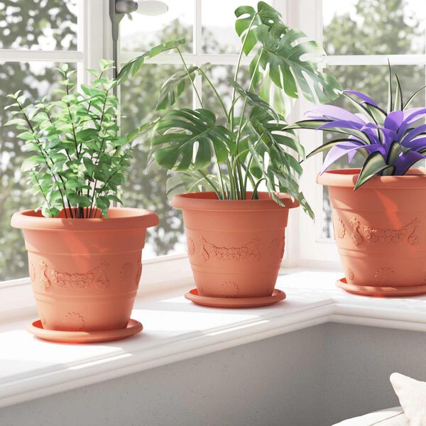 vidaXL Vasos de Plantas 24 pcs Vermelho Tijolo &Oslash; 26 x 21.5 cm Pl&aacute;stico