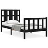 vidaXL Estrutura de cama com cabeceira 90x190 cm madeira maci&ccedil;a preto