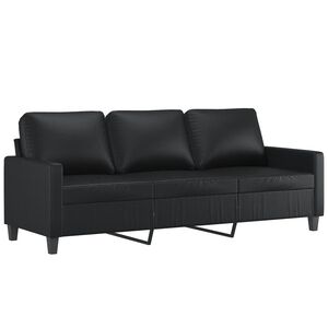 vidaXL Sof&aacute; de 3 lugares 180 cm couro artificial preto