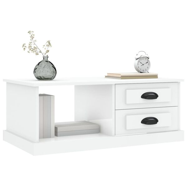 vidaXL Mesa de centro 90x50x35 cm derivados madeira branco brilhante