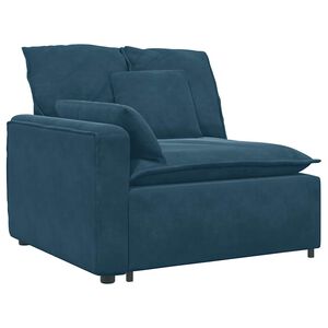 vidaXL M&oacute;dulo de extremidade de apoio de bra&ccedil;o para sof&aacute; modular com almofadas, azul, 100 cm