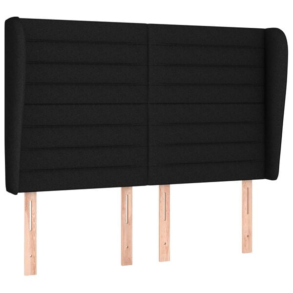 vidaXL Cabeceira de cama c/ abas tecido 147x23x118/128 cm preto