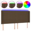 vidaXL Cabeceira de cama c/ luzes LED tecido 183x16x118/128cm castanho