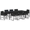vidaXL Conjunto de Jantar para Jardim com almofada 9 pcs Preto vime PE