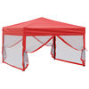 vidaXL Tenda para festas dobrável com paredes laterais 3x3 m vermelho