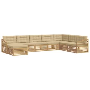 vidaXL Conjunto de Sof&aacute;s para Exterior 8 unid. Branco e Bege Poli&eacute;ster