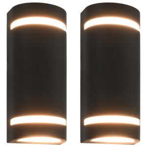 vidaXL Candeeiros de parede exterior 2 pcs 35 W semicil&iacute;ndrico preto