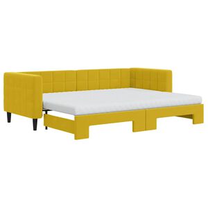 vidaXL Sof&aacute;-cama com gavet&atilde;o e colch&otilde;es 80x200 cm veludo amarelo