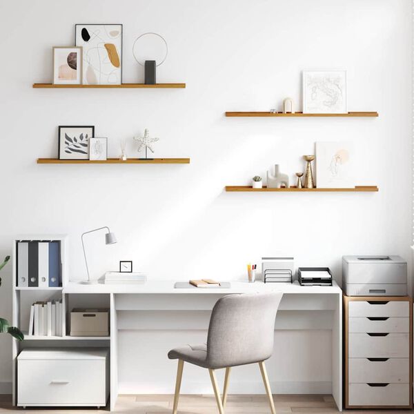 vidaXL Prateleira de Parede com prateleira 4 pcs Bege 100 x 9 x 3 cm