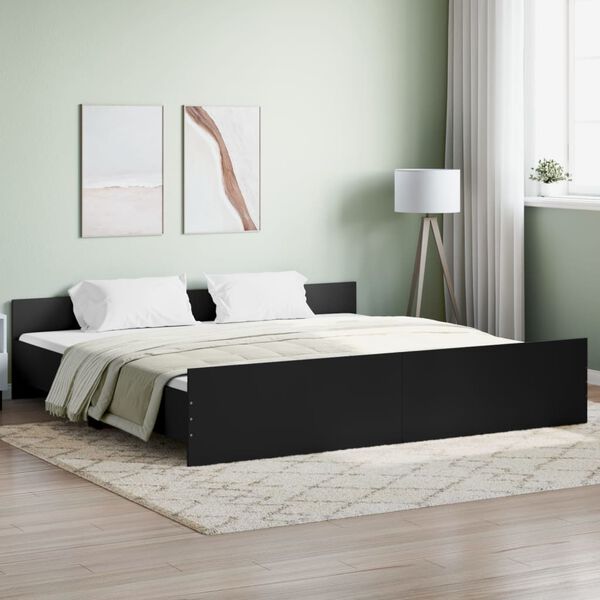 vidaXL Estrutura de cama c/ pain&eacute;is cabeceira e p&eacute;s 200x200 cm preto