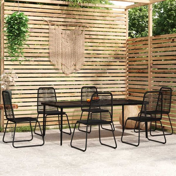 vidaXL 7 pcs conjunto de jantar para jardim preto