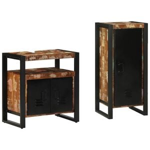 vidaXL Conjunto de M&oacute;veis para Banheiro 2 unid. Multicolorido e preto