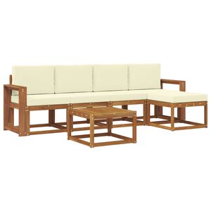 vidaXL Conjunto de Sof&aacute;s para Exterior 6 pcs Natural e Creme