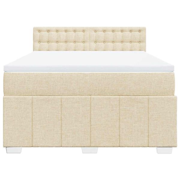 vidaXL Cama com molas/colch&atilde;o 140x190 cm tecido cor creme