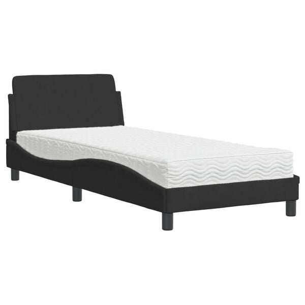 vidaXL Cama com colch&atilde;o Dover 90x190 cm veludo preto