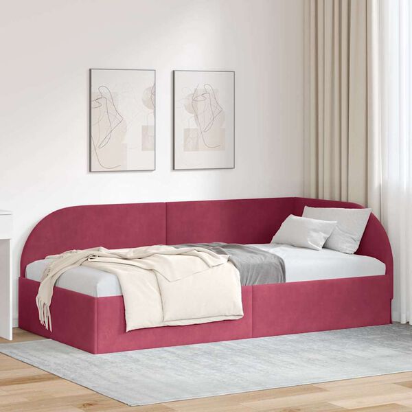 vidaXL Estrutura de Cama de Canto Vinho Vermelho 100 cm x 200 cm