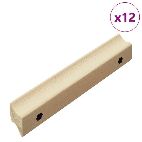 vidaXL Cabo Reto 12 pcs Cor de Madeira Natural 130 x 25 x 30 mm