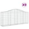 vidaXL Cestos gabi&atilde;o arqueados 9 pcs 200x30x80/100cm ferro galvanizado